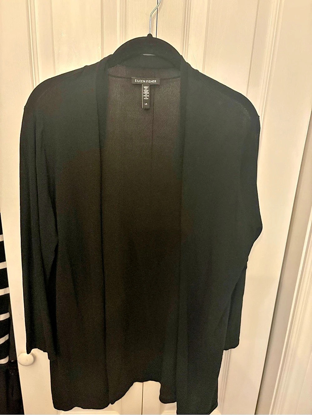 EILEEN FISHER Open Front Organic Cotton Cardigan Black Open Front Cardigan Size